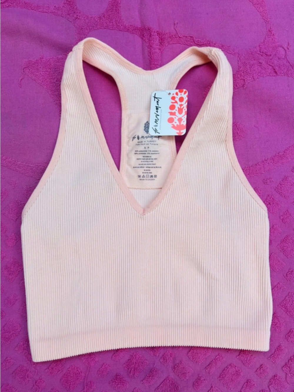 Free People Pale Pink Ribbed Racerback Tank